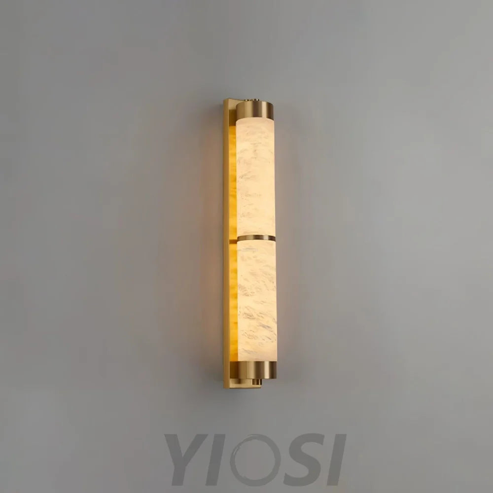 Cylindra Alabaster Brass Wall Sconce - Alabaster, Alabaster Wall Lamp-1-Yiosilamp