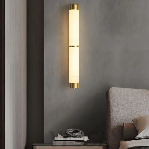 Cylindra Alabaster Brass Wall Sconce - Alabaster, Alabaster Wall Lamp-1-Yiosilamp