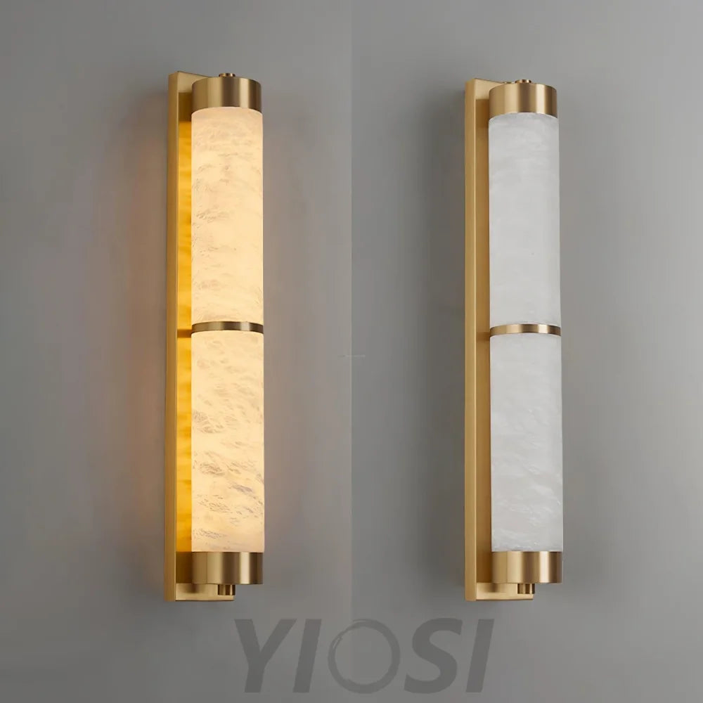 Cylindra Alabaster Brass Wall Sconce - Alabaster, Alabaster Wall Lamp-1-Yiosilamp