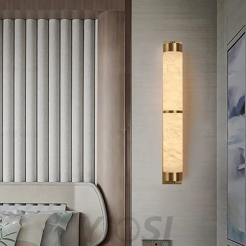 Cylindra Alabaster Brass Wall Sconce - Alabaster, Alabaster Wall Lamp-1-Yiosilamp