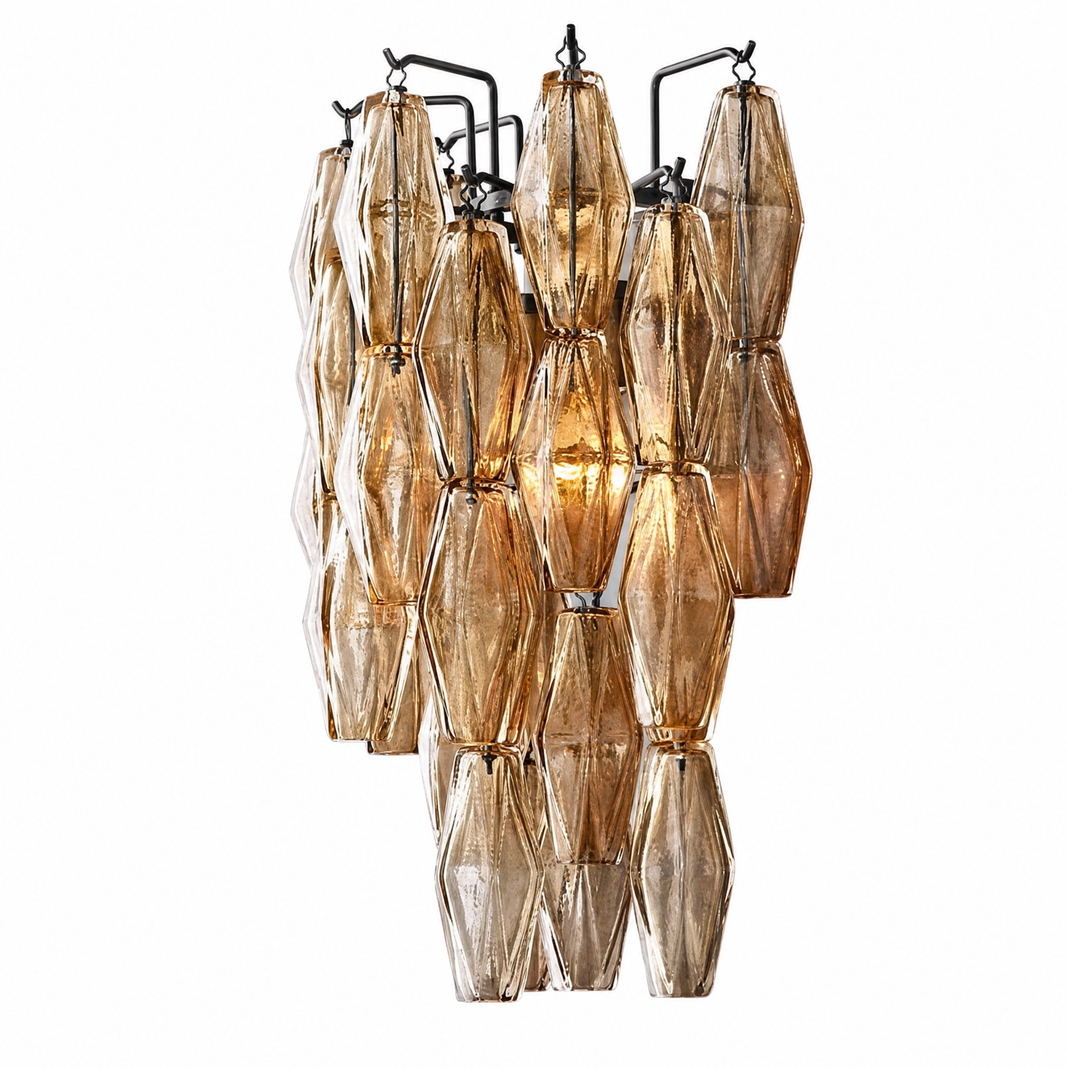 D1210 Hook Piece Crystal Round Pendant Clear Light Color - Copper Color