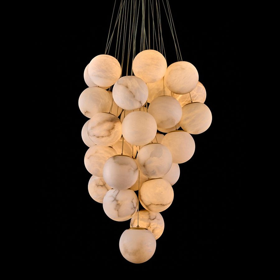 Luxury Gold & White Alabaster Globe Chandelier – 39" Diameter