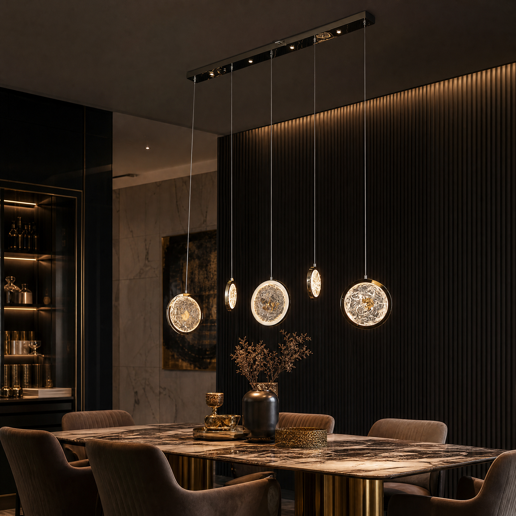 Dancing Butterfly Modern Linear Dining Pendant Light - scene