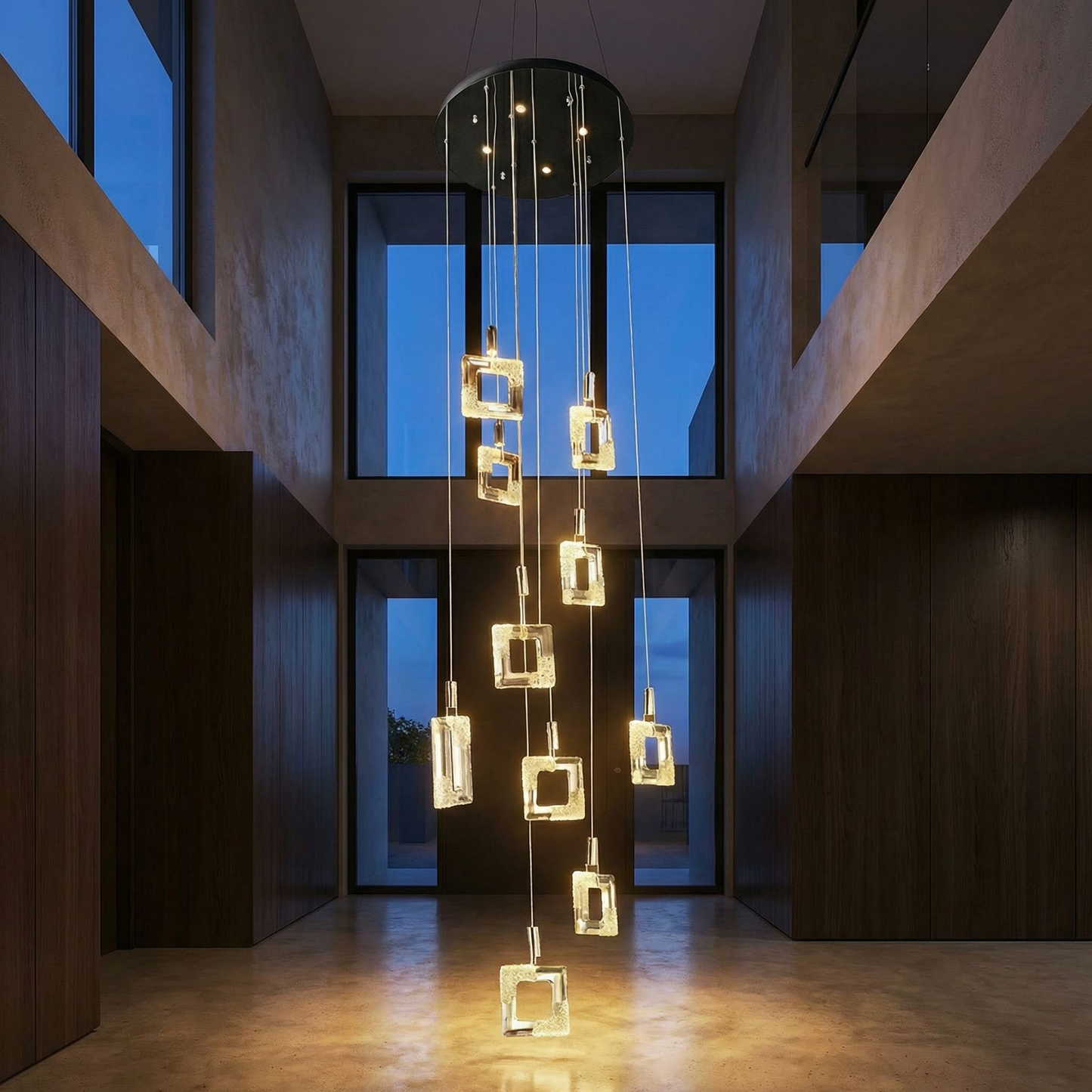 Yiosi Geometric Weave Crystal Staircase Chandelier - Image 2