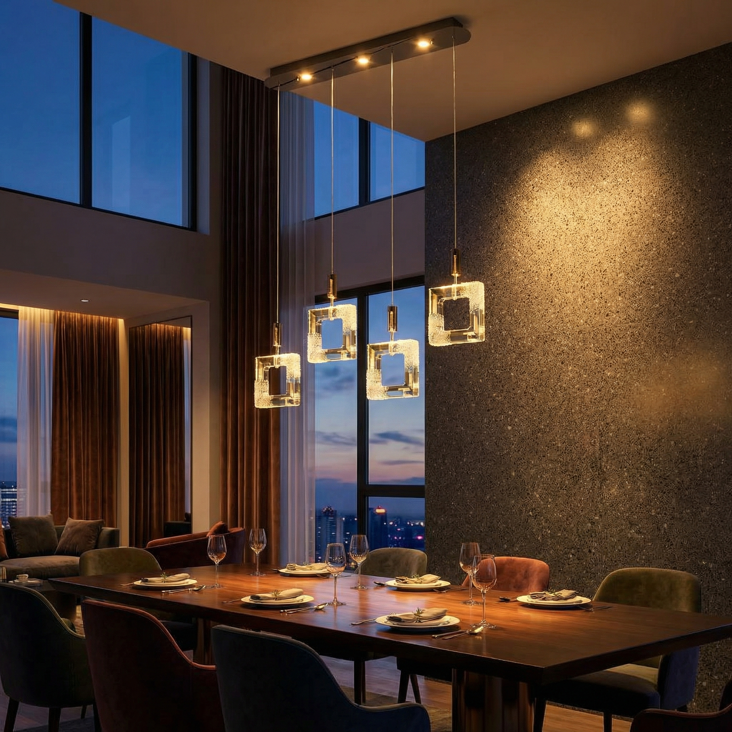 Yiosi Geometric Weave Crystal Linear Chandelier - Image 2