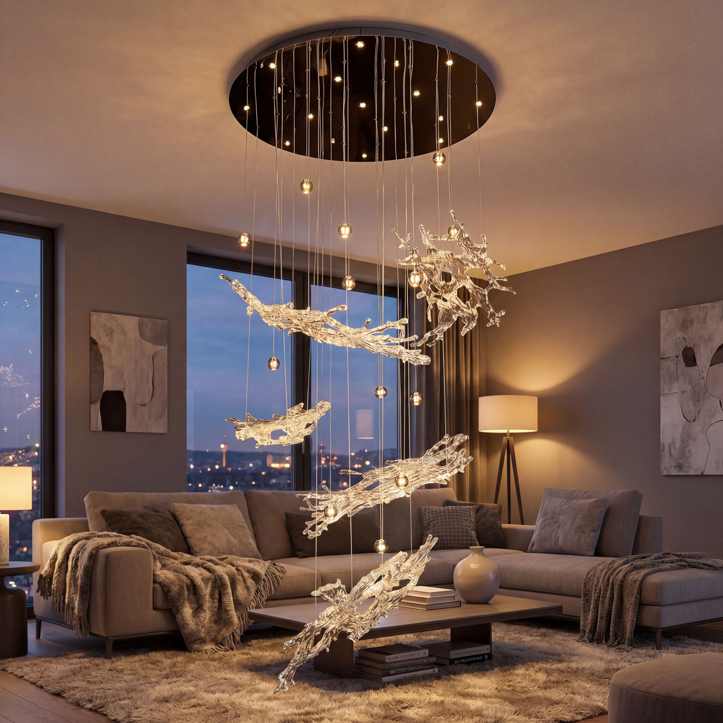 Yiosi Dragon Snowflake Crystal Staircase Chandelier - Image 2