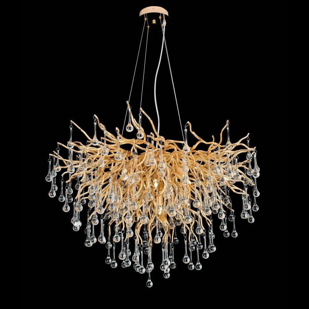 Dawn Livio Branching Brass Round Teardrop Chandelier - #anselme, #seville, #sevilleanselme, 11+ lights, 50 - 60 inches, ADL, aidan selection, antiqued, branching, brass, c2, cf-color-antiqued-gray, cf-color-antiqued-white, cf-size-13-wide-by-24-high, cf-size-19-wide-by-33-high, chandeliers, chandelierss, clear, crystal, designer inspired, flower, hand crafted, industrial, italian concept, modern, new 2019, PPC Google Best Sellers, restoration selection, round, unique-1-Yiosilamp