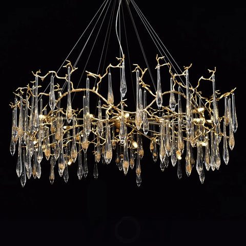 Dawn Lukas Teardrop Branching Brass Round Chandelier - #anselme, #seville, #sevilleanselme, 11+ lights, 50 - 60 inches, ADL, aidan selection, antiqued, branching, brass, c2, cf-color-antiqued-gray, cf-color-antiqued-white, cf-size-13-wide-by-24-high, cf-size-19-wide-by-33-high, chandeliers, chandelierss, clear, crystal, designer inspired, flower, hand crafted, industrial, italian concept, modern, new 2019, PPC Google Best Sellers, restoration selection, round, unique-1-Yiosilamp