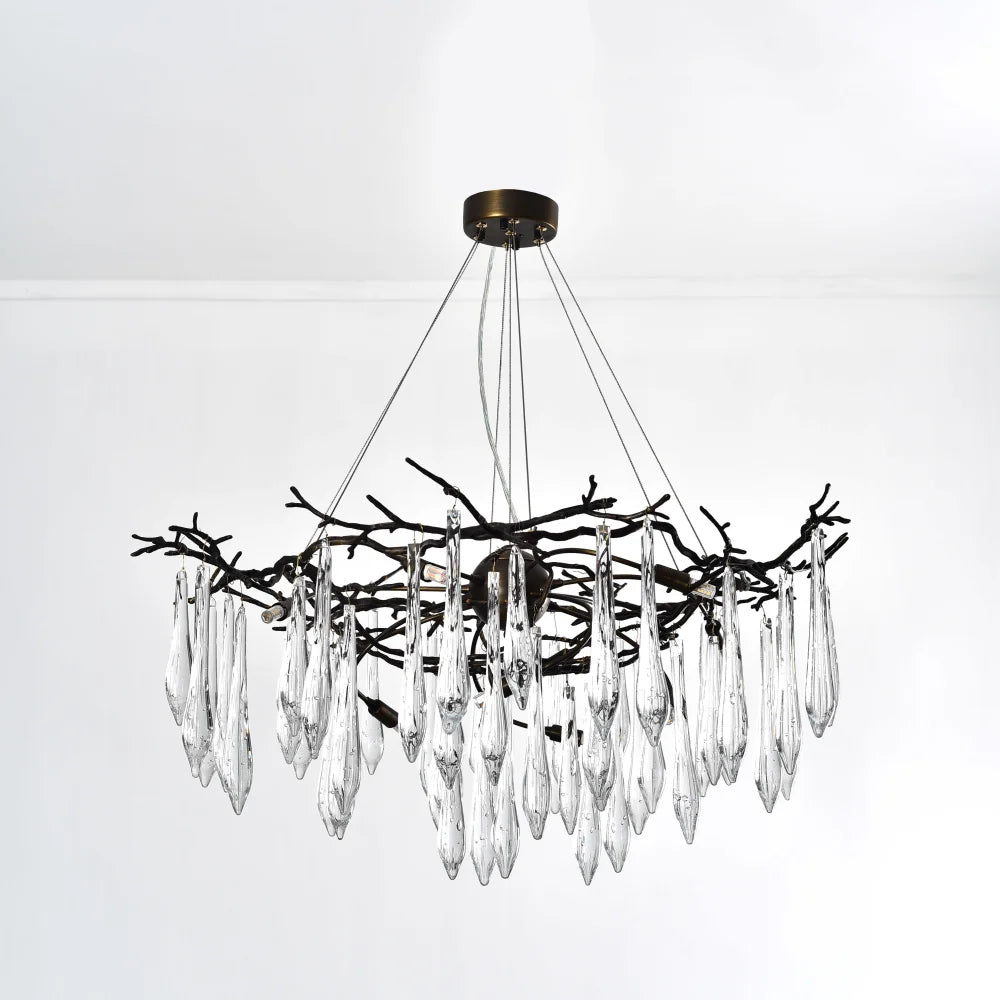 Dawn Lukas Teardrop Branching Brass Round Chandelier - #anselme, #seville, #sevilleanselme, 11+ lights, 50 - 60 inches, ADL, aidan selection, antiqued, branching, brass, c2, cf-color-antiqued-gray, cf-color-antiqued-white, cf-size-13-wide-by-24-high, cf-size-19-wide-by-33-high, chandeliers, chandelierss, clear, crystal, designer inspired, flower, hand crafted, industrial, italian concept, modern, new 2019, PPC Google Best Sellers, restoration selection, round, unique-1-Yiosilamp