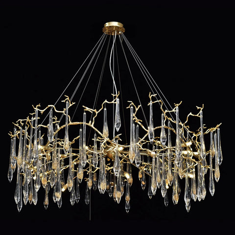 Dawn Lukas Teardrop Branching Brass Round Chandelier - #anselme, #seville, #sevilleanselme, 11+ lights, 50 - 60 inches, ADL, aidan selection, antiqued, branching, brass, c2, cf-color-antiqued-gray, cf-color-antiqued-white, cf-size-13-wide-by-24-high, cf-size-19-wide-by-33-high, chandeliers, chandelierss, clear, crystal, designer inspired, flower, hand crafted, industrial, italian concept, modern, new 2019, PPC Google Best Sellers, restoration selection, round, unique-1-Yiosilamp