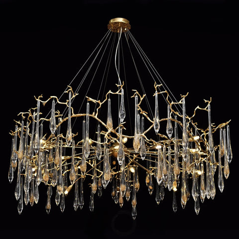 Dawn Lukas Teardrop Branching Brass Round Chandelier - #anselme, #seville, #sevilleanselme, 11+ lights, 50 - 60 inches, ADL, aidan selection, antiqued, branching, brass, c2, cf-color-antiqued-gray, cf-color-antiqued-white, cf-size-13-wide-by-24-high, cf-size-19-wide-by-33-high, chandeliers, chandelierss, clear, crystal, designer inspired, flower, hand crafted, industrial, italian concept, modern, new 2019, PPC Google Best Sellers, restoration selection, round, unique-1-Yiosilamp