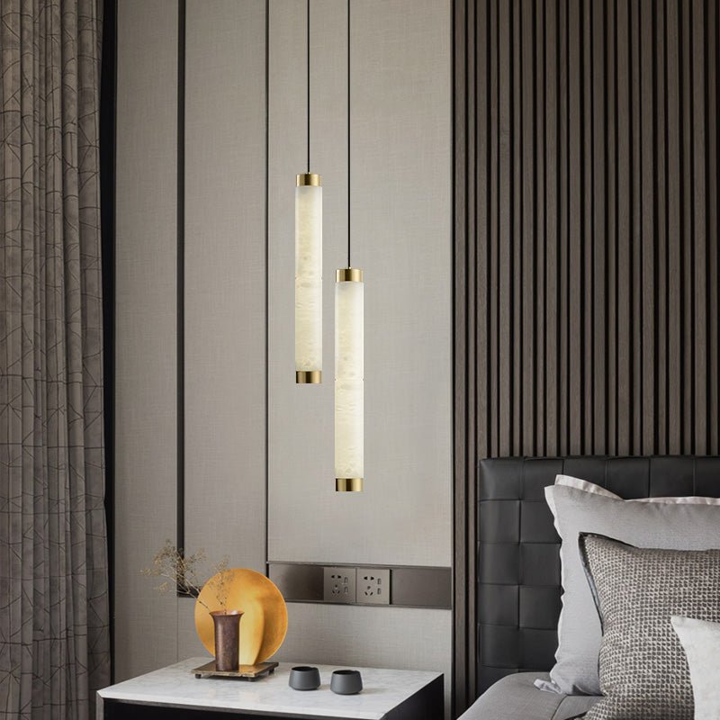 Aria Brushed Brass Alabaster Pendant Lamp – Elegant Ceiling Light