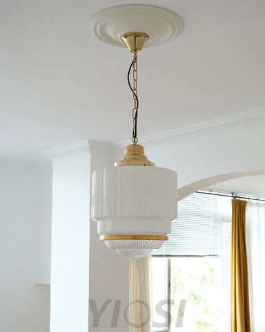 Dean Pendant - Brass & White, Earring-1-Yiosilamp
