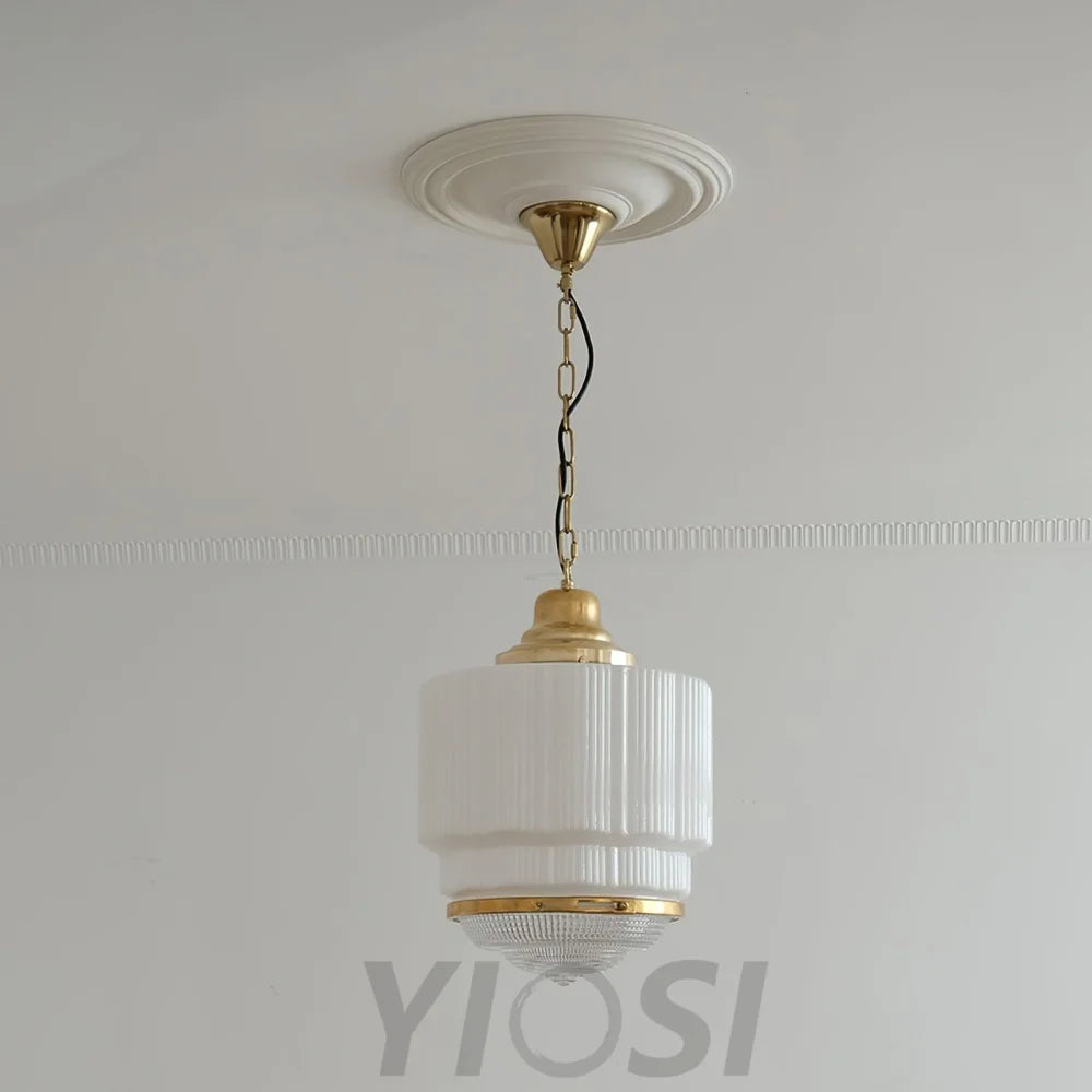 Dean Pendant - Brass & White, Earring-1-Yiosilamp