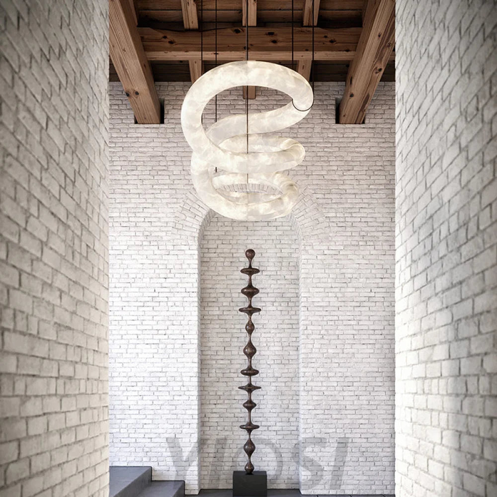 Designer Symmetrical Alabaster Chandelier