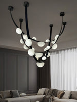 Dew Drops Alabaster LED Chandelier – Black White Warm Light
