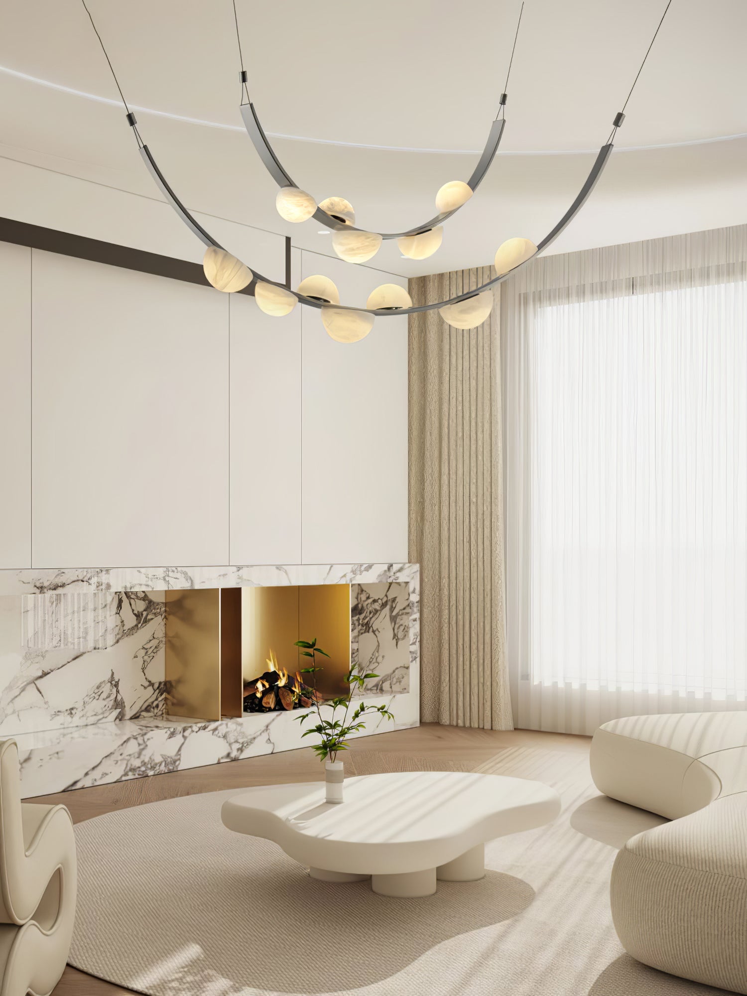 Dew Drops Alabaster LED Chandelier – Black White Warm Light