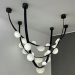 Dew Drops Alabaster LED Chandelier – Black White Warm Light