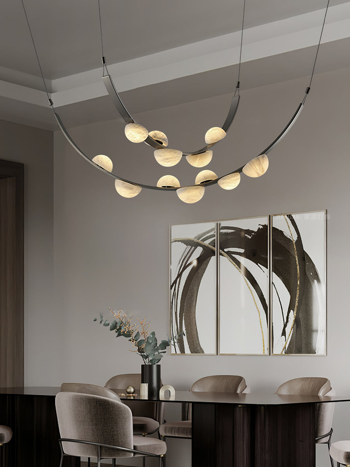 Dew Drops Alabaster LED Chandelier – Black White Warm Light