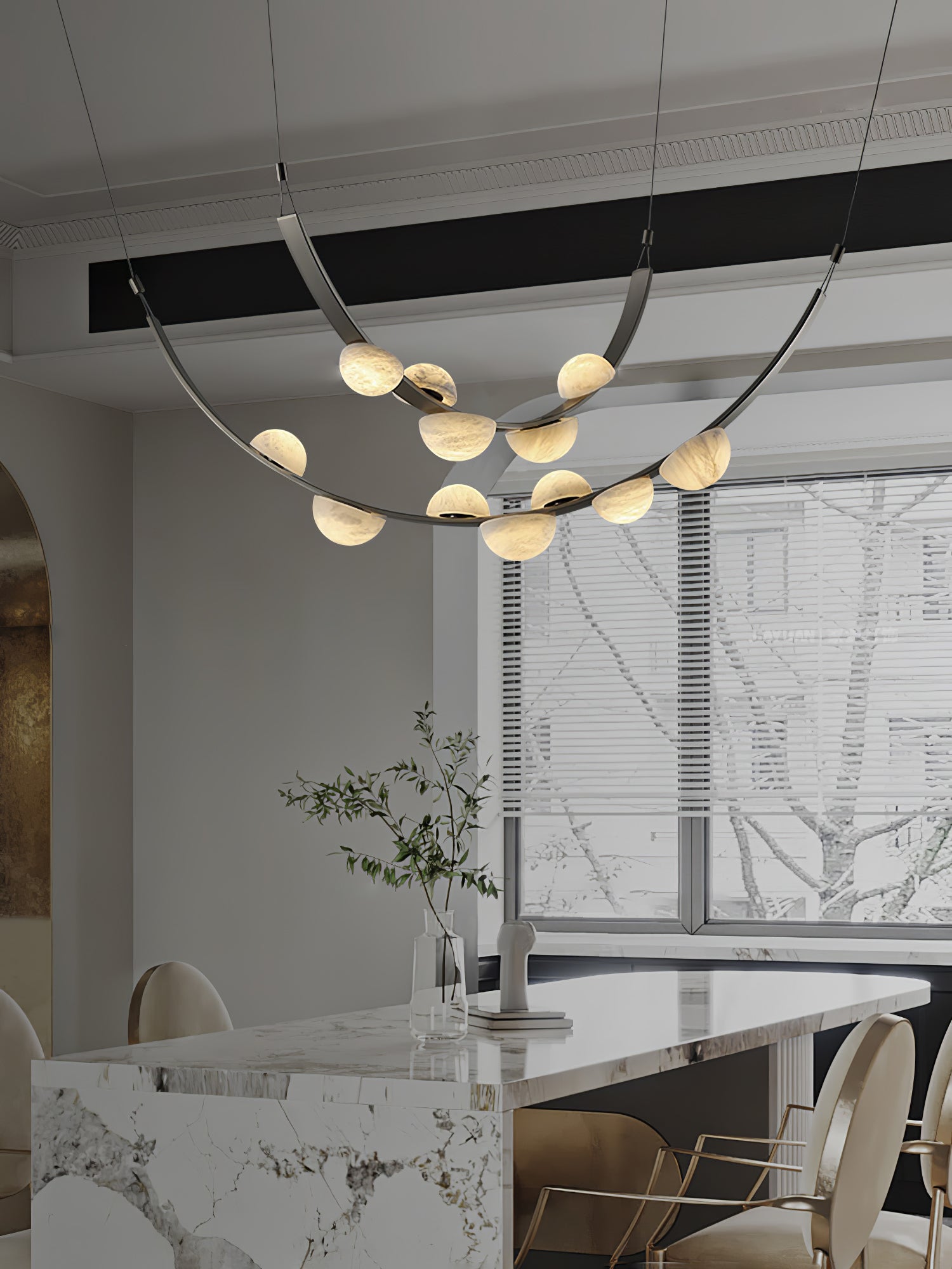 Dew Drops Alabaster LED Chandelier – Black White Warm Light