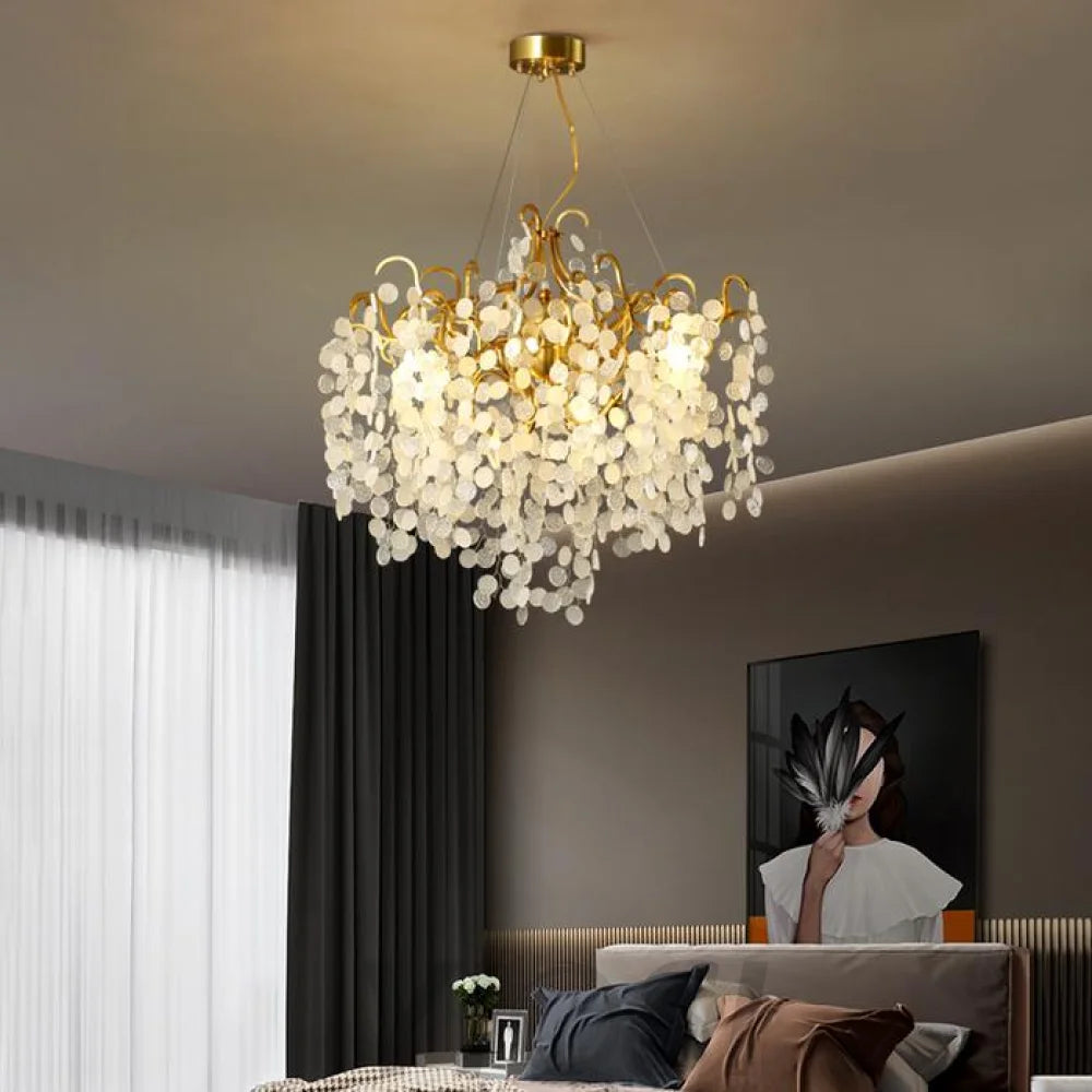 chandeliers in living room