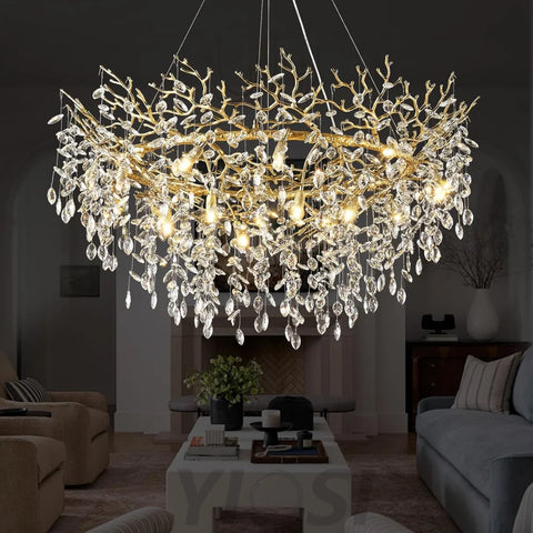 Round Silver Tree Branche Chandelier48" - Fast Delivery-1-Yiosilamp