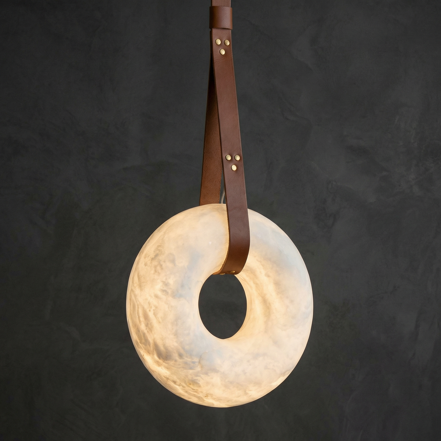 Yiosi Disco Ring Flat Leather Pendant Light - Image 1