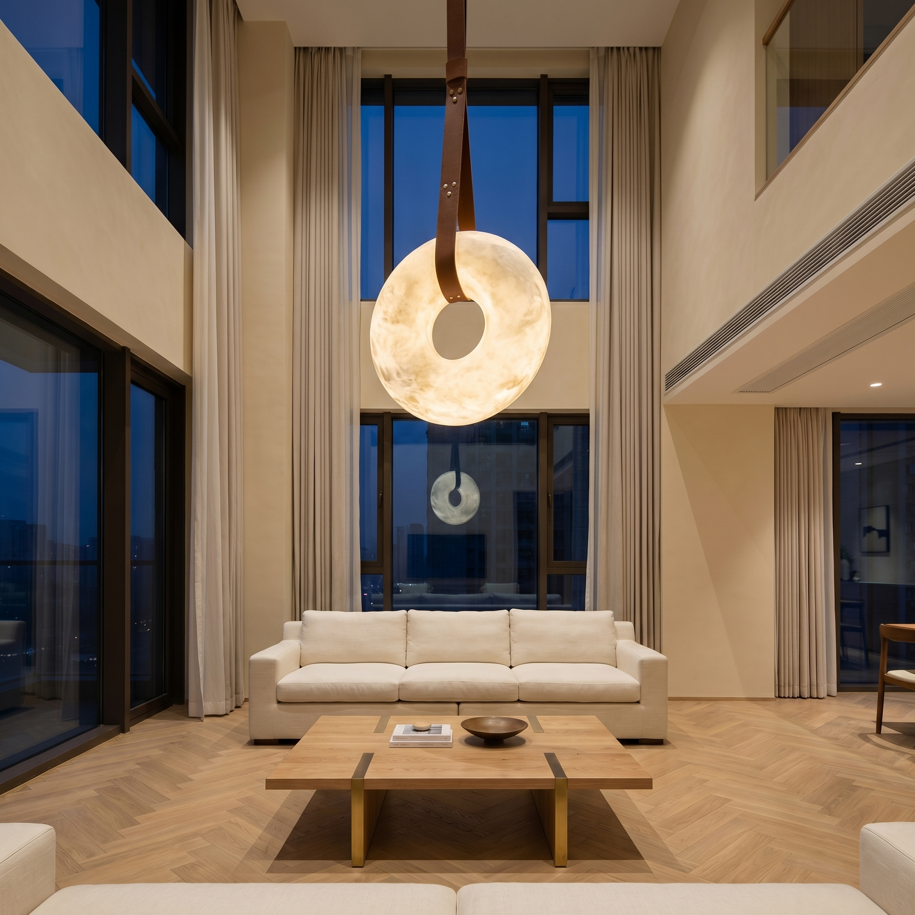 Yiosi Disco Ring Flat Leather Pendant Light - Image 3