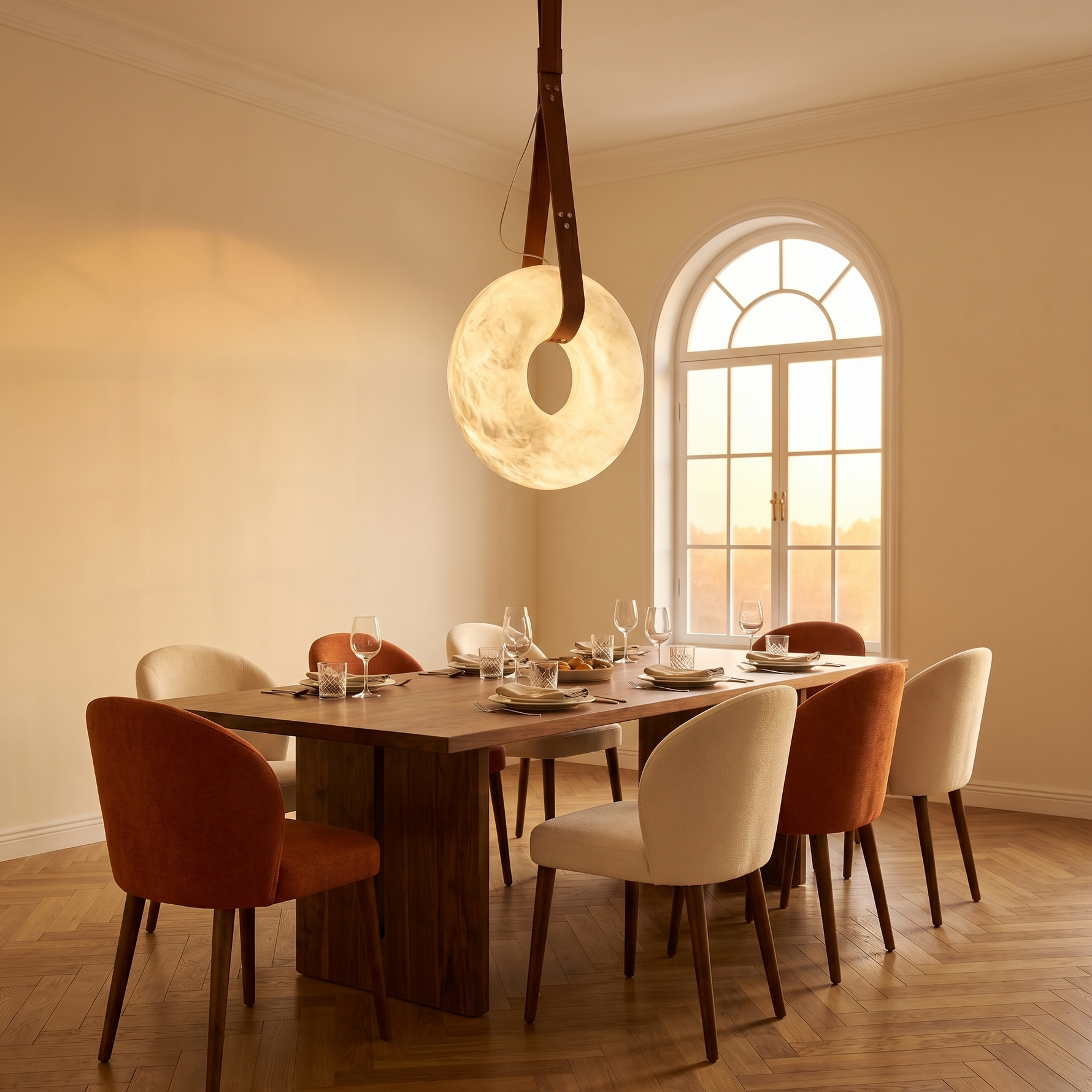 Yiosi Disco Ring Flat Leather Pendant Light - Image 4