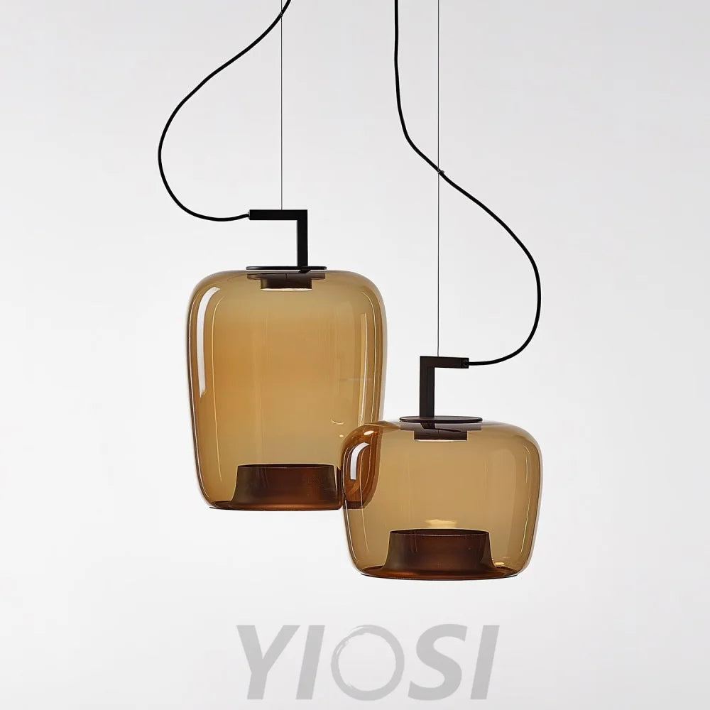Doppelte Pendant - Art Glass-1-Yiosilamp