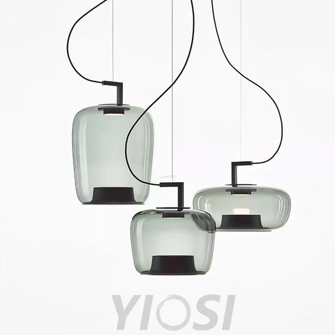Doppelte Pendant - Art Glass-1-Yiosilamp