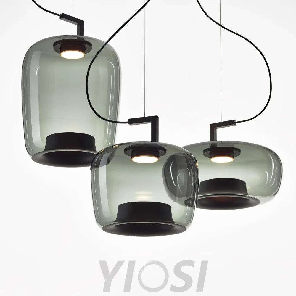 Doppelte Pendant - Art Glass-1-Yiosilamp