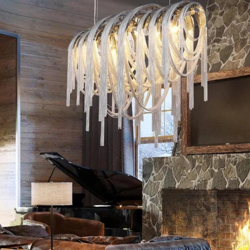 chandelier in living room