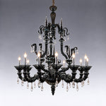 Dorvia Smoke Venetian Glass 12-Light Chandelier 47.2" on a soft grey wall