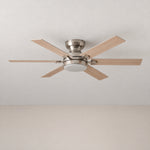 Double-Sided Maple Blade Flush Mount Ceiling Fan – lights off