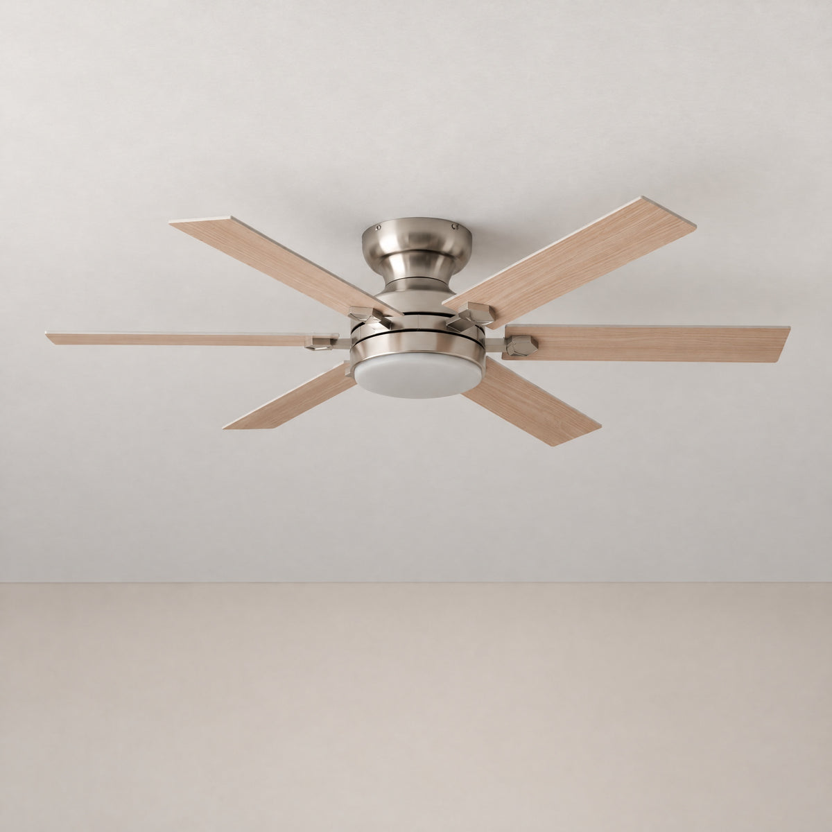 Double-Sided Maple Blade Flush Mount Ceiling Fan – lights off