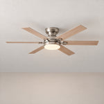 Double-Sided Maple Blade Flush Mount Ceiling Fan – lights on