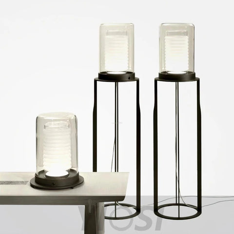 Dual Cylinder Glass Floor Lamp ∅ 12.6″ - Yiosilamp