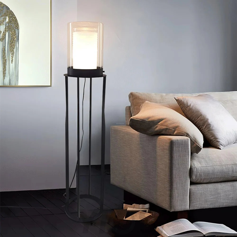 Dual Cylinder Glass Floor Lamp ∅ 12.6″ - Yiosilamp