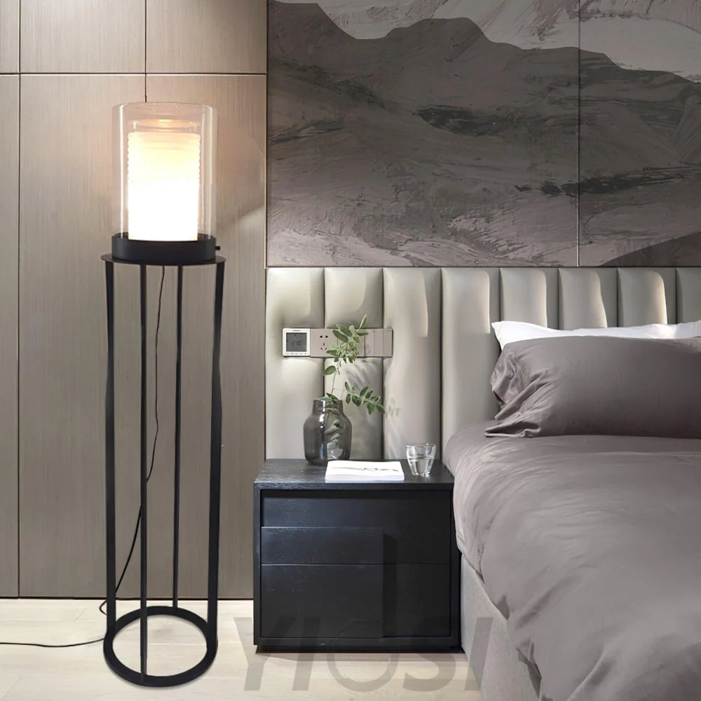 Dual Cylinder Glass Floor Lamp ∅ 12.6″ - Yiosilamp