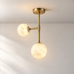 Duo Orb Ceiling Alabaster – lights on