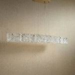 Yiosi 63" linear glass chandelier alternate detail view with champagne gold finish — modern dining pendant