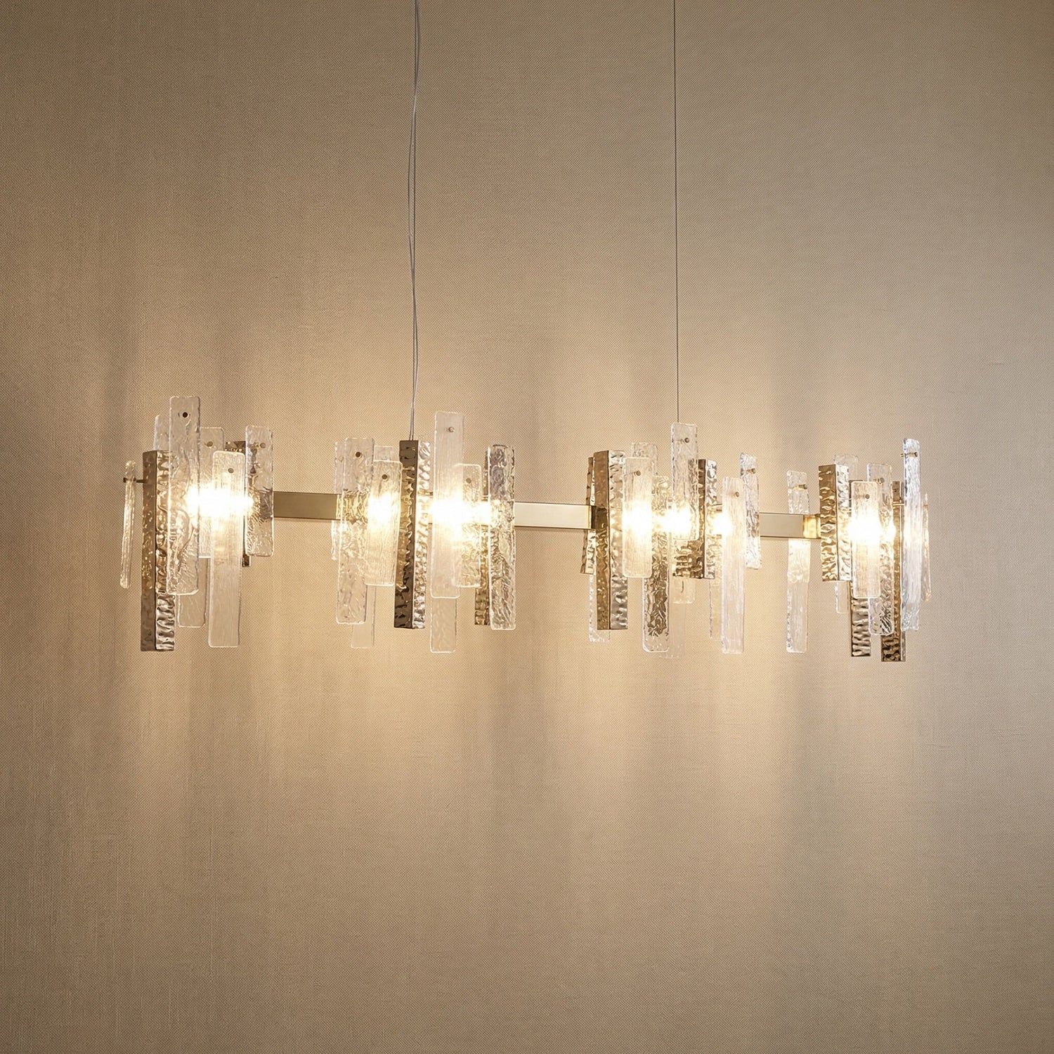 Glacier Textured Glass Linear Chandelier