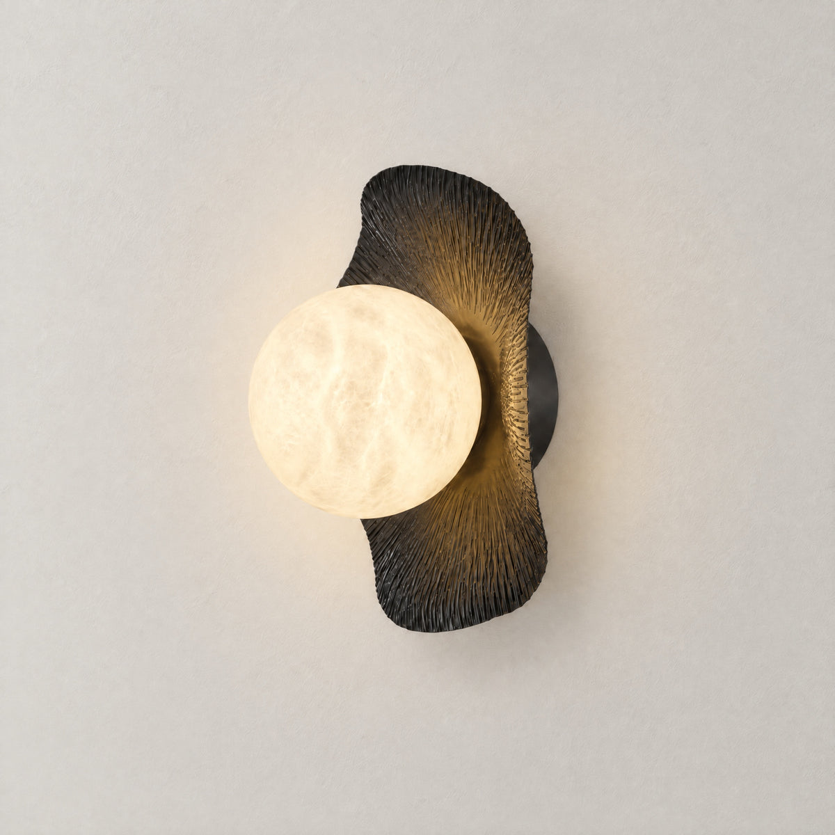 Eclipse Orb Radial Sunburst Alabaster Wall Sconce