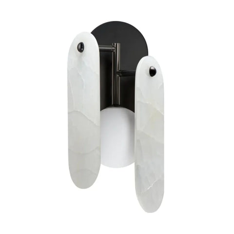 Edward Modern Alabaster Megalith Wall Sconce Matte Black Wall Sconce For Bedroom Dining Room