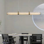 Elegant Alabaster Beam Pendant Light Sculptural with Brass Accents