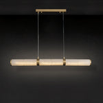 Elegant Alabaster Beam Pendant Light Sculptural with Brass Accents