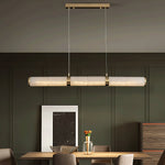 Elegant Alabaster Beam Pendant Light Sculptural with Brass Accents