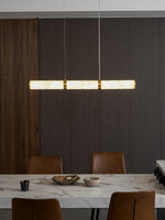 Elegant Alabaster Beam Pendant Light Sculptural with Brass Accents