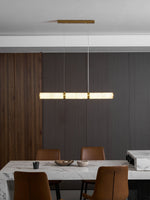 Elegant Alabaster Beam Pendant Light Sculptural with Brass Accents